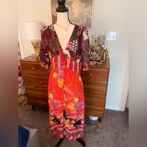 Anthroplogie Vibrant Floral Button-Down Dress